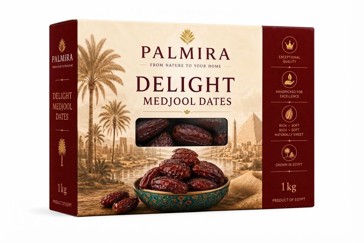 Delight Egyptian Medjool Dates 1 kg Carton | Palmira Dates Delight Egyptian Medjool Dates 1 Kg Carton